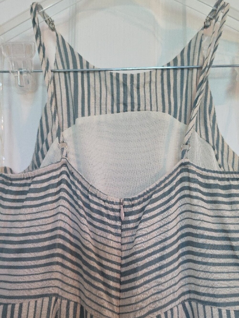 Striped Sleeveless Wide-Leg Jumpsuit - Blue & White - Picture 3 of 4